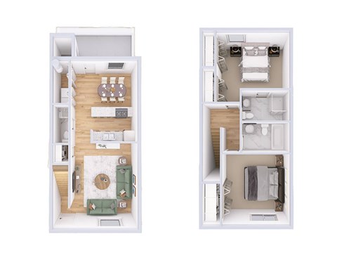 Floor plan for 2 beds, 2 baths, 1150 sqft